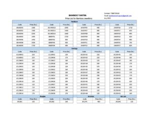 BAMBOO TANTRA Price list July 2022 1 Bamboo India